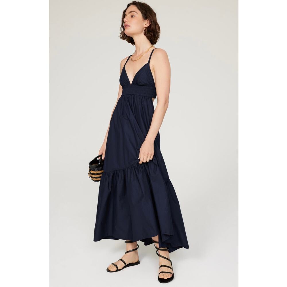 A.L.C. Navy Spaghetti-Strap Midi Dress
